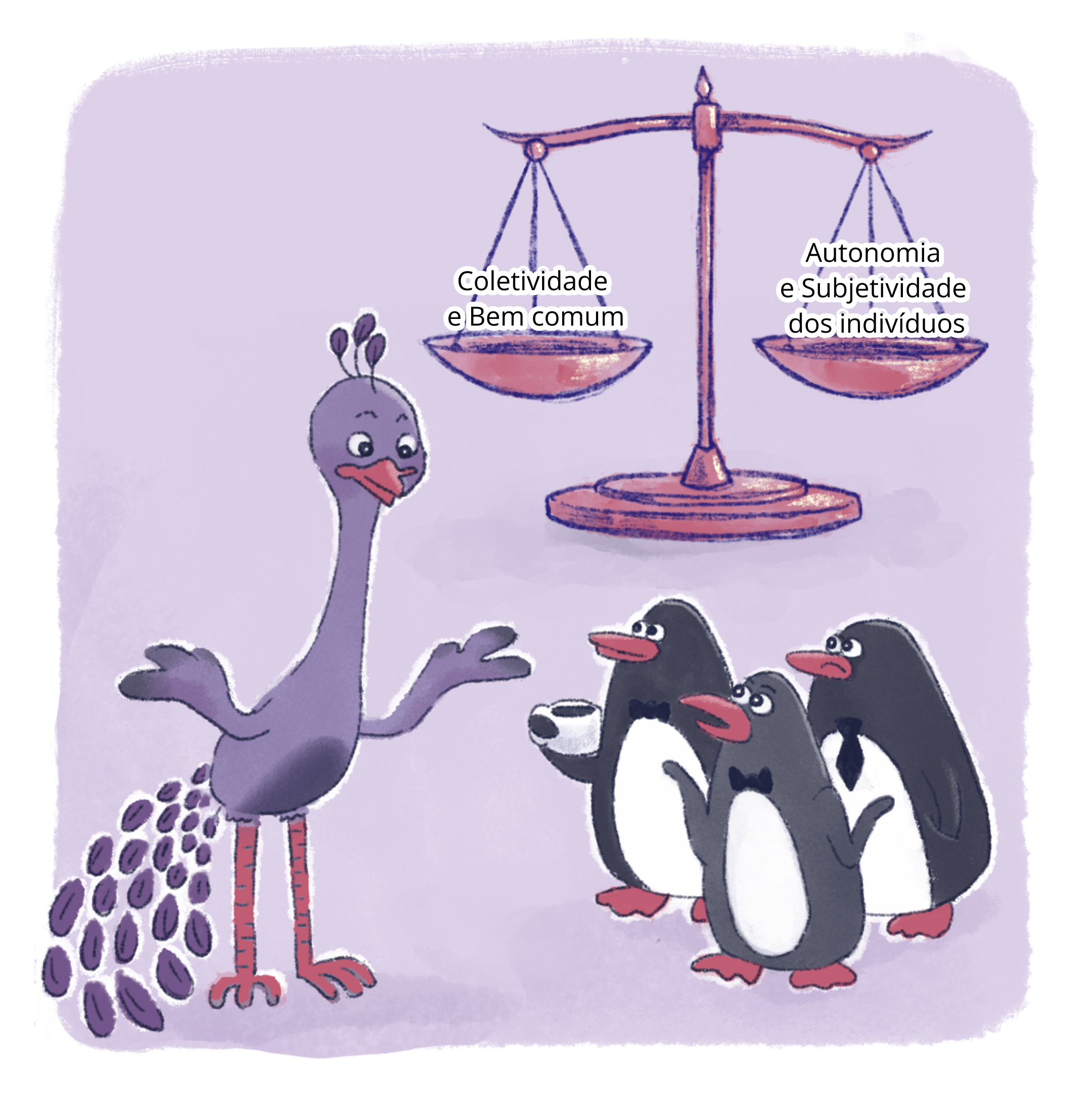 Pinguins e pavão