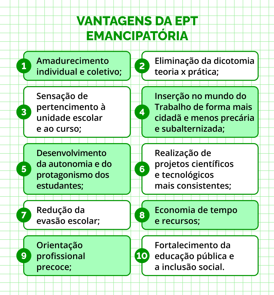 Vantagens da EPT emancipatória